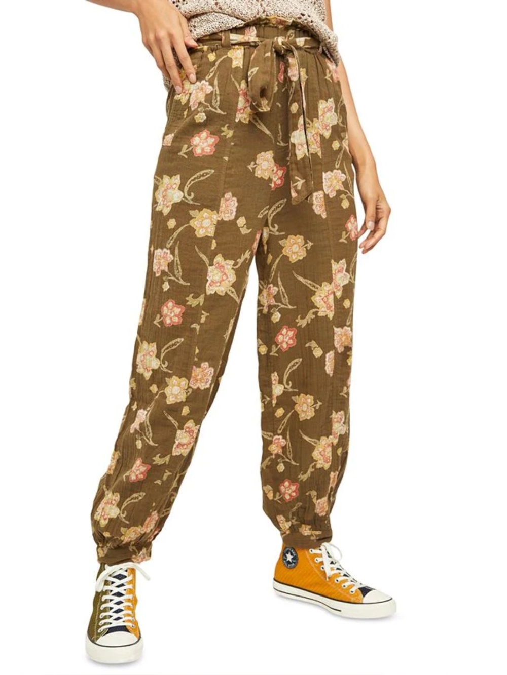 Free people in the midnight hour floral print paper bag waist pants - No belt